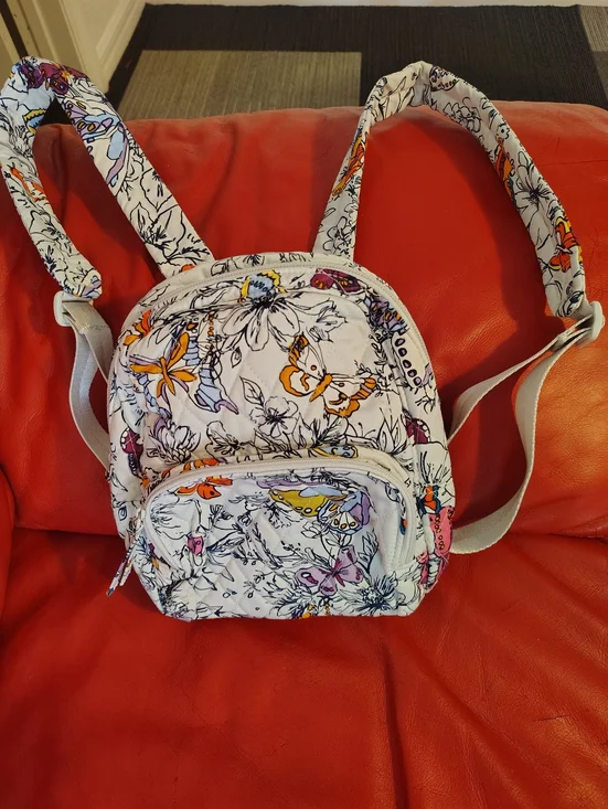 Vera Bradley White Quilted Backpack with Multicolor Butterfly Floral Print - Picture 2 of 5